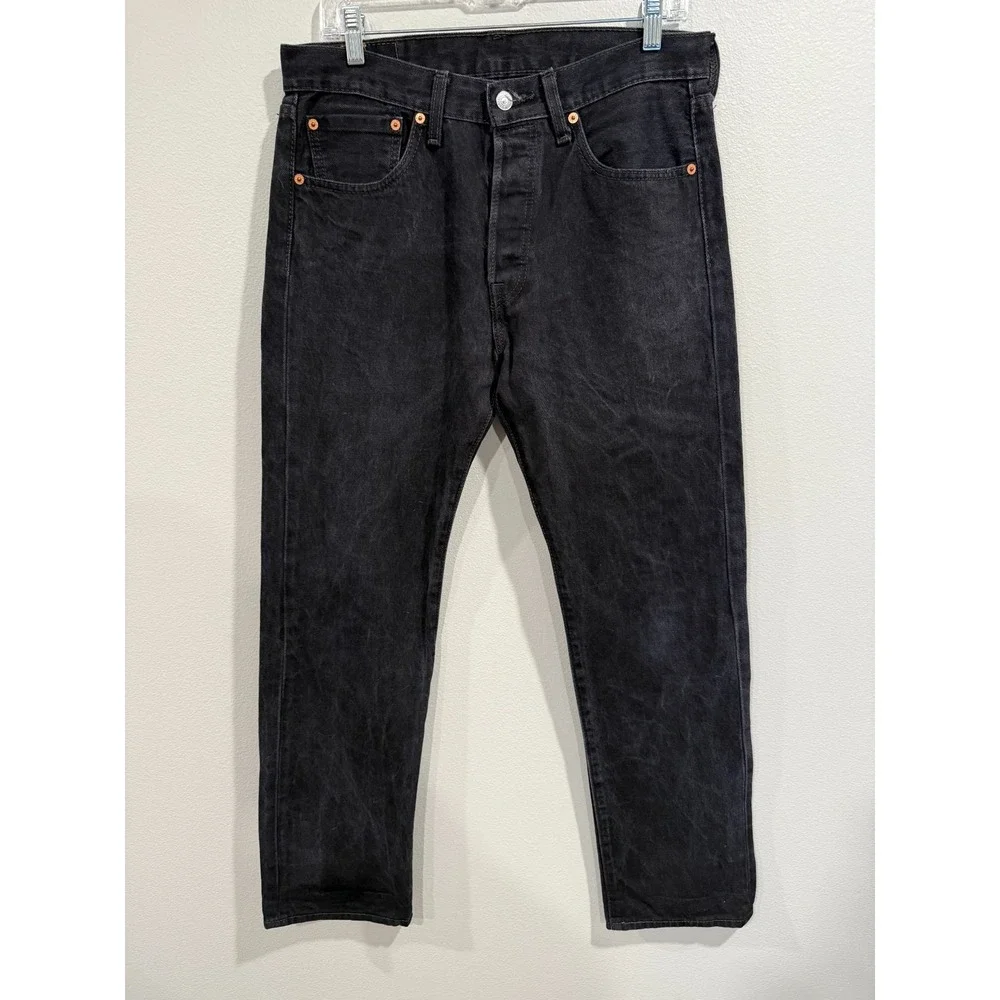 Levi's 501 Straight Jeans Men's 32x32 Black‎ Denim Cotton Dark Wash 5 Pocket